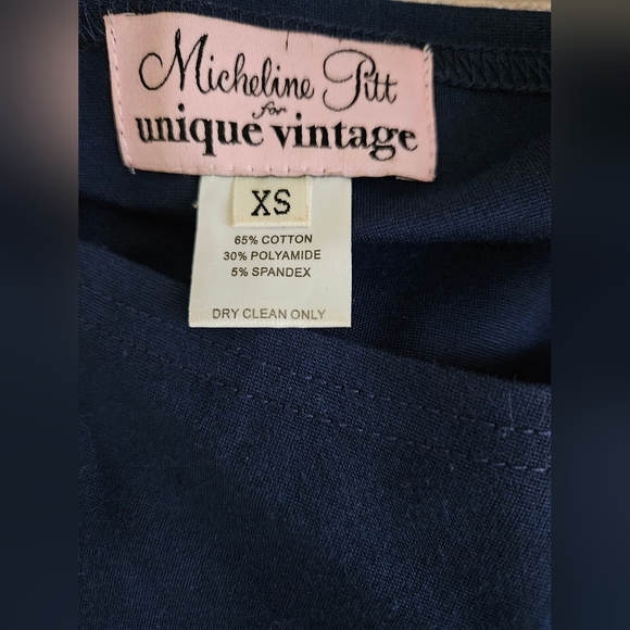 Unique Vintage Navy Blue Bow Shirt. SIZE XS. EUC - Picture 2 of 5